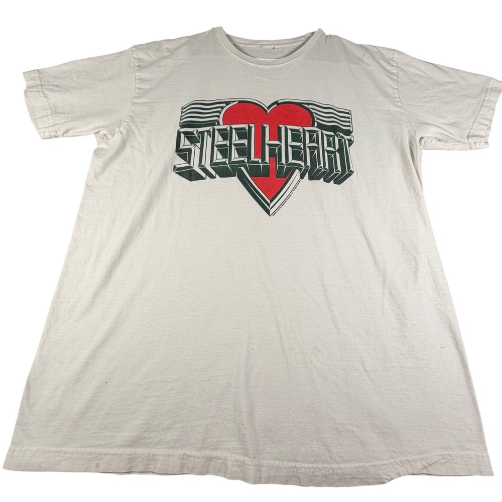 Steelheart Band T-Shirt White Heart Logo Rock Tee 2006 Vintage
